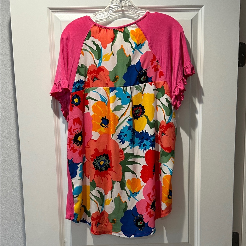 Beeson River Pink Floral Short Sleeve Top - Picture 3 of 9